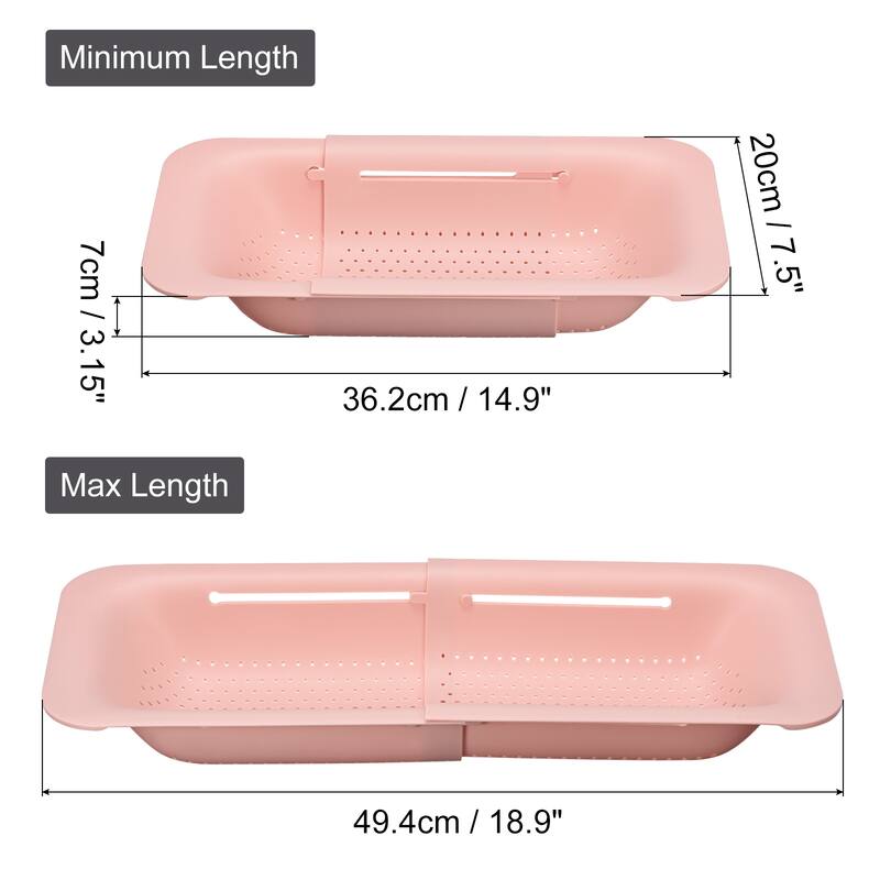 Collapsible Colander Kitchen Over the Sink Drain Strainer Basket 2Pcs - 36.2cm x 20cm x 7cm