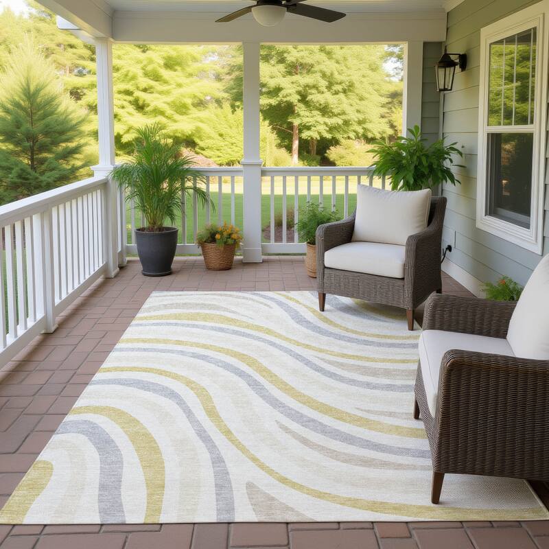 Machine Washable Indoor/ Outdoor Traditional Mimi Chantille Rug - Ivory - 5' x 7'6"