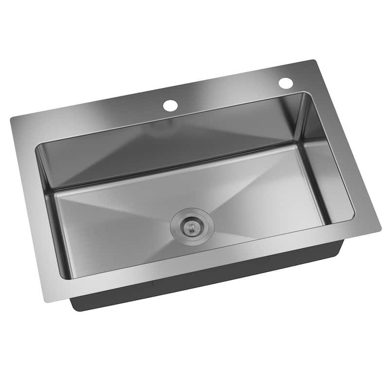 33 in. Drop-In Single Bowl 18 Gauge Stainless Steel Kitchen Sink with Bottom Grid and Basket Strainer, cUPC Certified