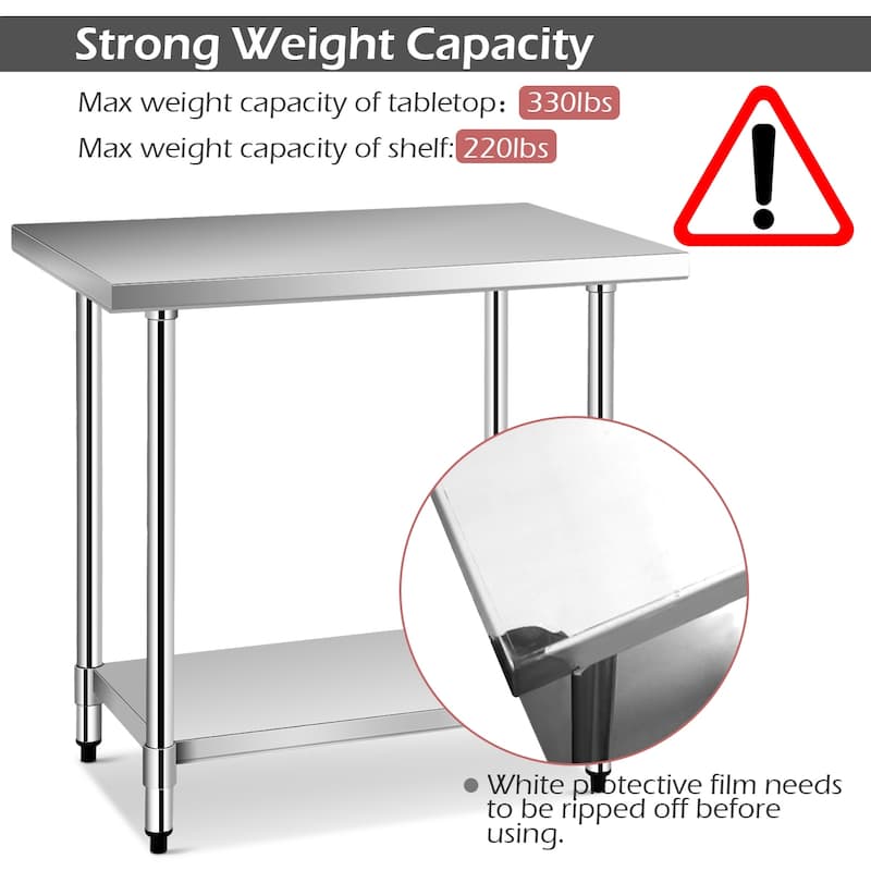 Gymax 24'' x 36'' Stainless Steel Food Prep & Work Table Commercial - See Details