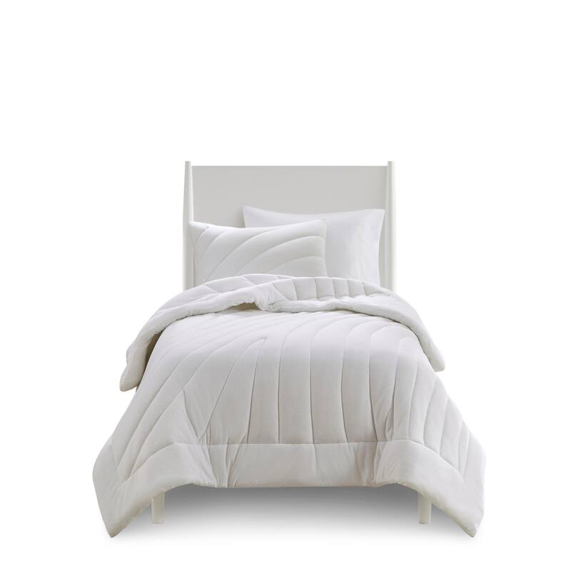 2 PCS Twin/Twin XL Poly Jersey Puffy Comforter Set White