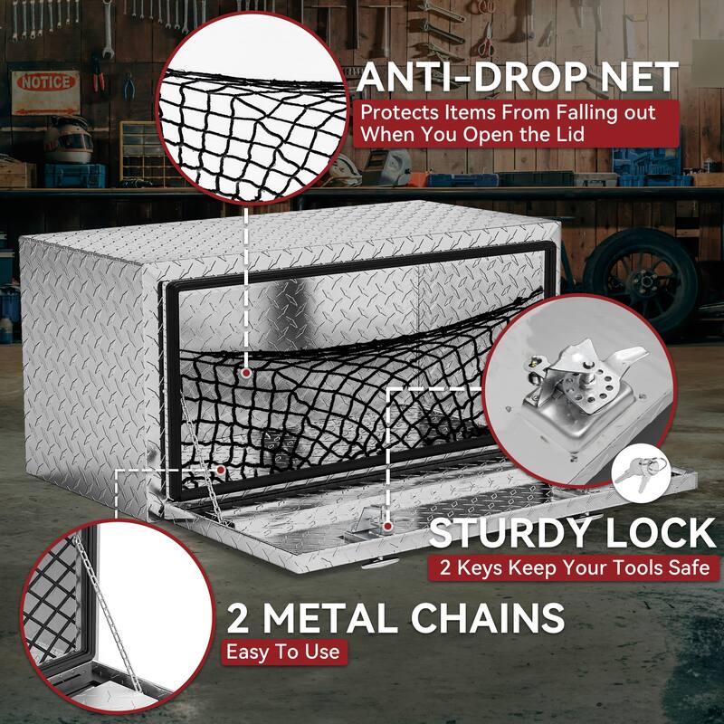 Moasis 24" Aluminum Tool Box Diamond Plate Chest Box