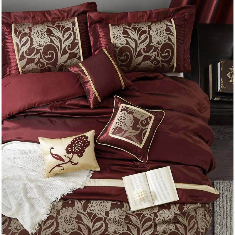 Nanshing Brie 7 Piece Floral Jacquard Comforter Set