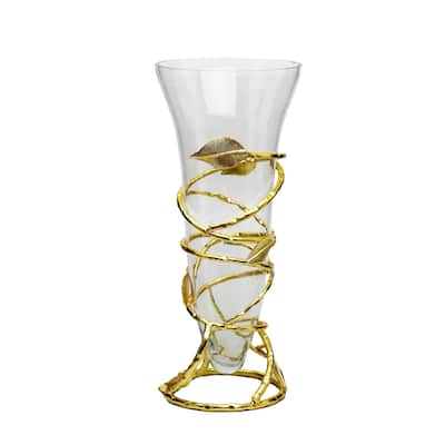 Clear Glass Vase with Removable Leaf Base