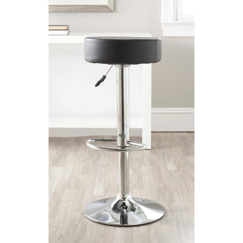 SAFAVIEH Cherryl 25.6-31.5-inch Jute White Adjustable Swivel Bar Stool - 15.2" x 15.2" x 25.6" - 15Wx15Dx32H - Black