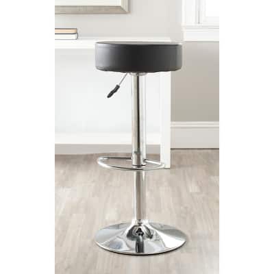 SAFAVIEH Jute Black Adjustable 26-32-inch Swivel Bar Stool - 15"W x 15"D x 32"H