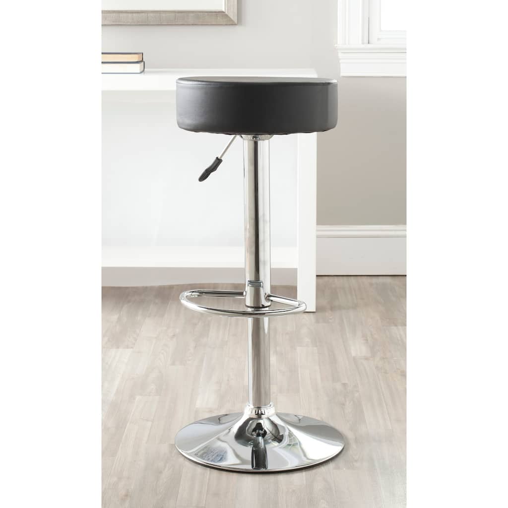 SAFAVIEH Jute Black Adjustable 26-32-inch Swivel Bar Stool - 15"W x 15"D x 32"H
