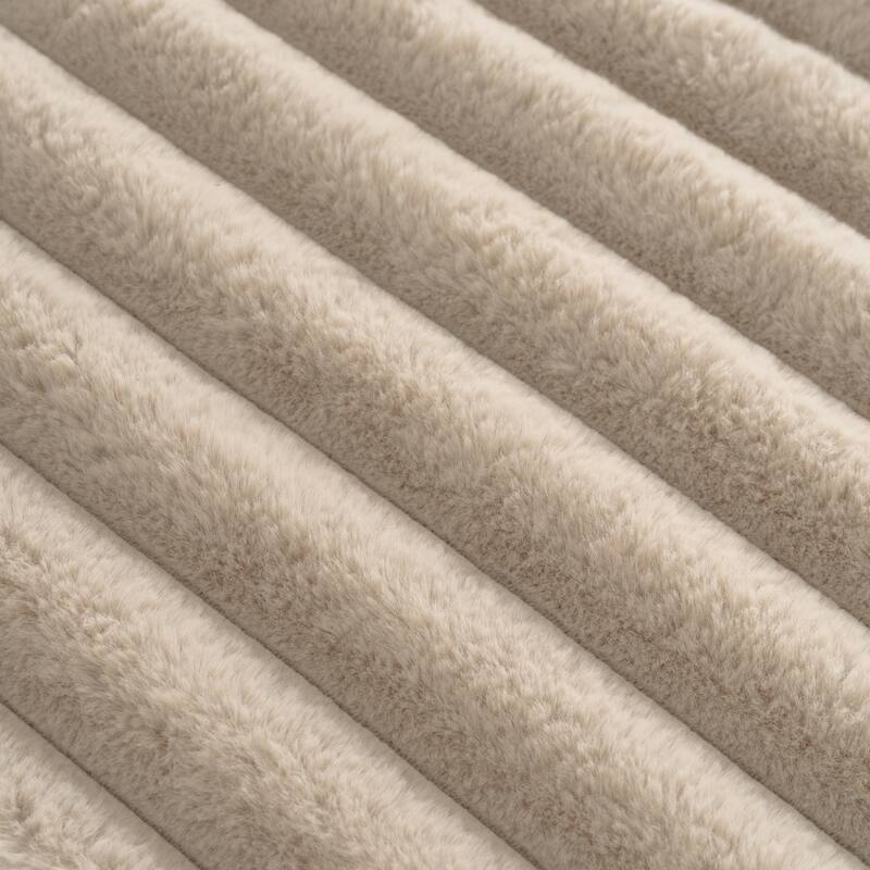 110" Free-combined Sofa in Light Coffee Faux Rabbit Fur for Living Room