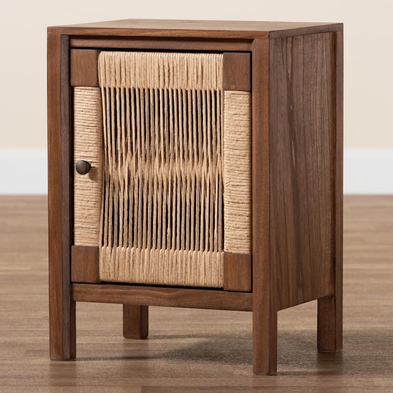 bali & pari Holitz Modern Bohemian Walnut Brown Finished Bayur Wood Nightstand