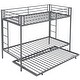 preview thumbnail 7 of 29, Twin Over Twin Bunk Bed with Trundle, Metal Bunk Bed with Two Side Ladder and Guardrails