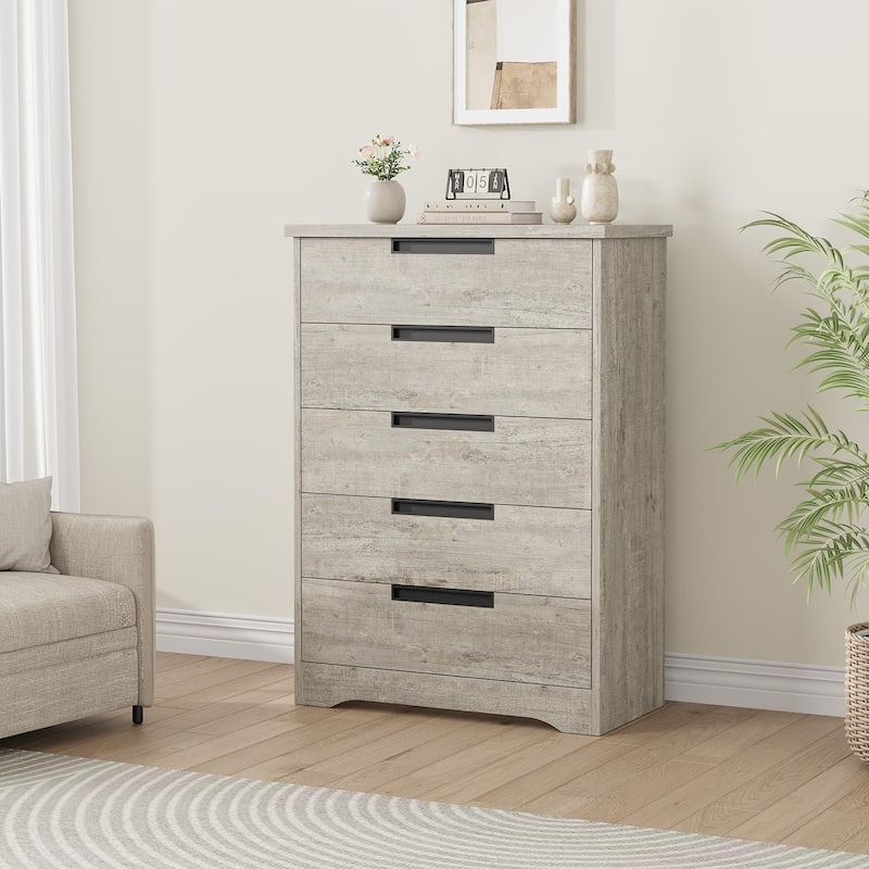 4/5 Drawer Dresser for Bedroom,Wooden Dresser Chest of Drawers with Embedded Handles