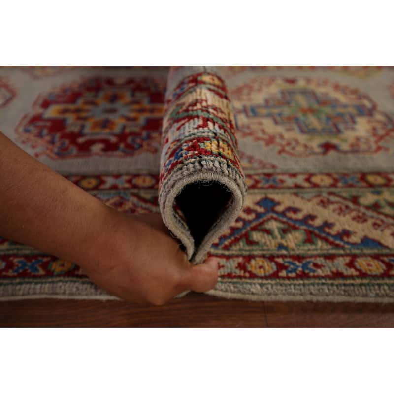 Grey Traditional Kazak Oriental Runner Rug Handmade Wool Carpet - 2'8" x 19'4"