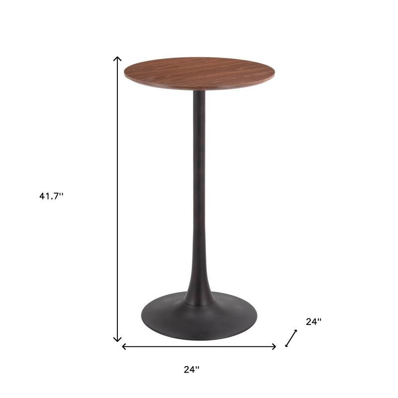 HomeRoots 24" Brown and Black Wood and Steel Rounded Bar Table - 24.00 in. x 41.70 in. x 24.00 in.