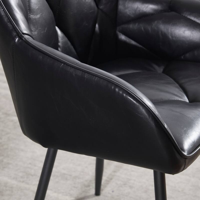 Modern 2 Piece PU Leather Kitchen Dining Chair with Cushion, Armrest, Backrest for Dining Room Kitchen Living Room Bedroom