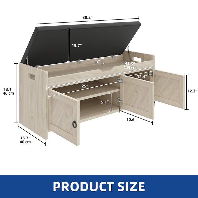 Moasis Shoe Storage Rack Cushioned Ottoman Bench with Lift Top for Hallway