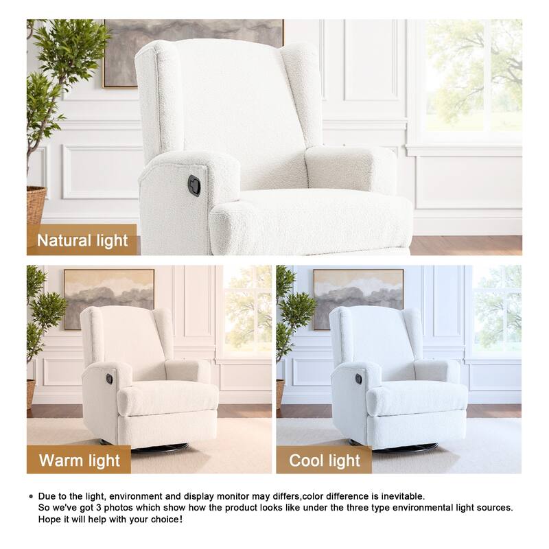 31'' W Wingback Manual Glider Swivel Rocker Recliner Nursery Chair