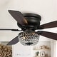 preview thumbnail 1 of 8, 48" Bronze Wooden 5-Blade Crystal Flush Mount Ceiling Fan with Remote