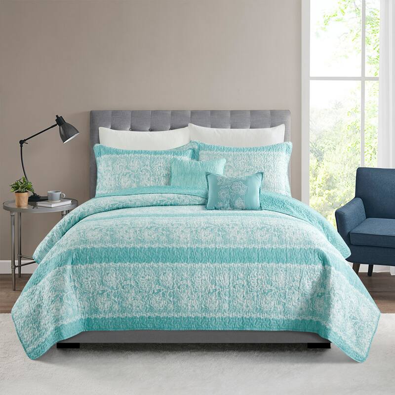 Serenta Emma 5 Piece Printed Quilt Bedspread Coverlet Set