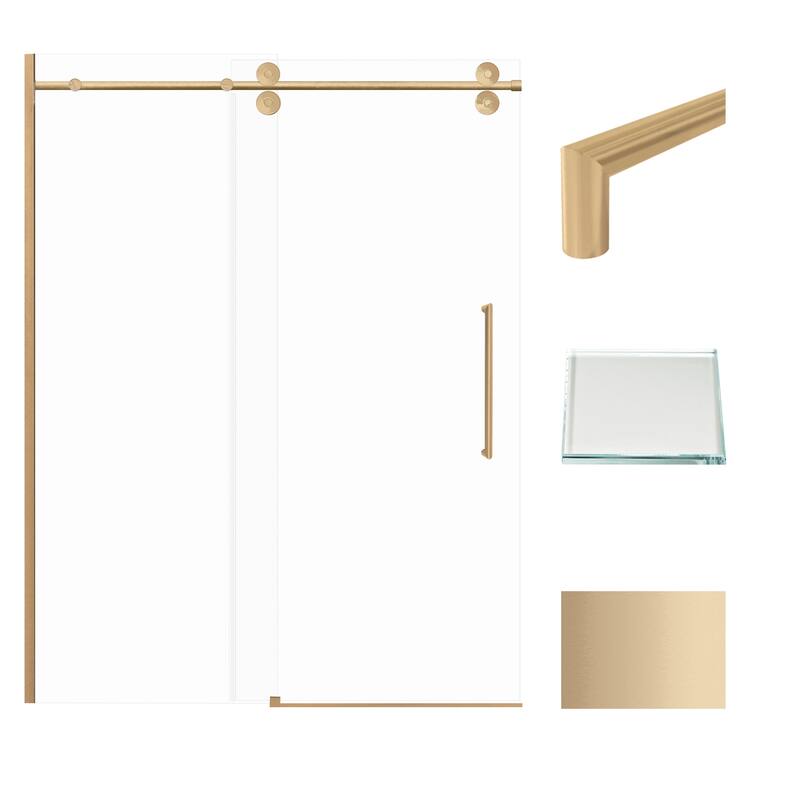 Teegan 59 in. W x 80 in. H Sliding Semi Frameless Shower Door with Fixed Panel with Clear Glass - 56.5-59-in W x 80-in H