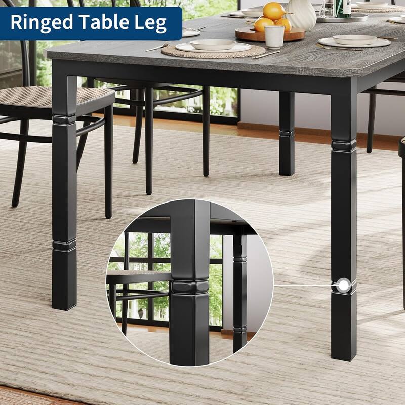 Farmhouse Dining Table for 6-8 People - Rustic Industrial Kitchen Table for Dining Room