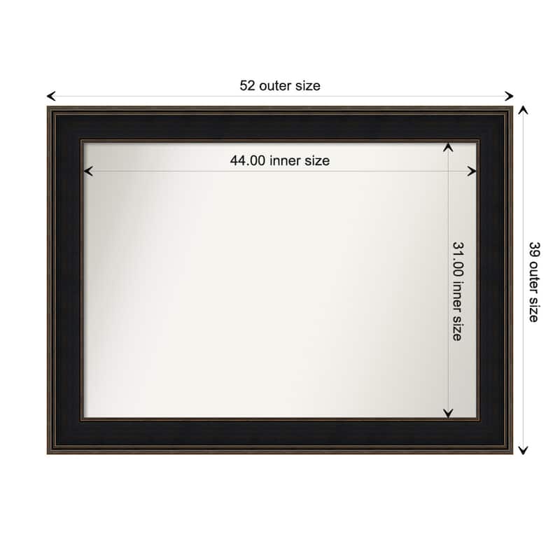 Mezzanine Espresso Framed Non-Beveled Custom Wall Mirror, Bathroom Vanity Mirror - Outer Size: 51.75 x 38.75