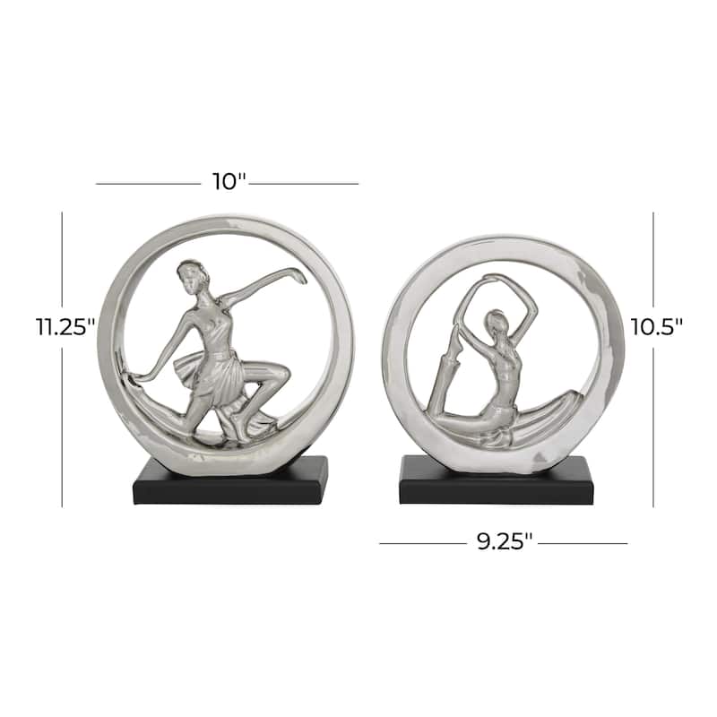 Ceramic Dancer Sculpture - Set of 2 Silver - Roche River Decor