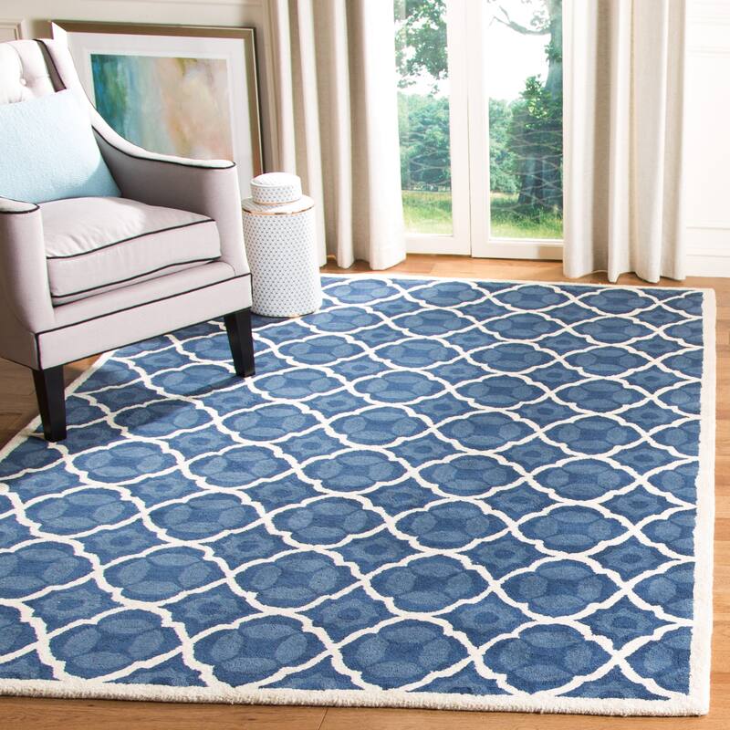 SAFAVIEH Handmade Chatham Kader Modern Moroccan Wool Rug - 8'9" x 12' - Blue/Ivory