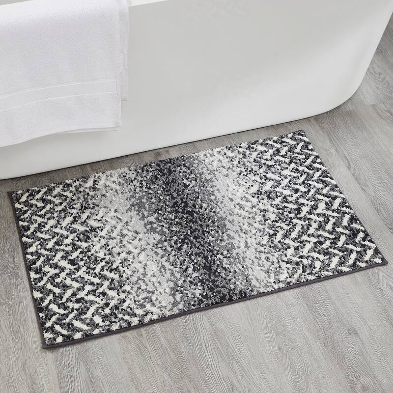 Better Trends 100% Micro Polyester 3 Pc Bathroom Rug Set- Casablanca Collection with Chevron Pattern, Maching Washable Bath Mat