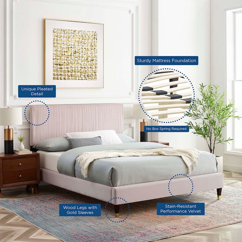 Peyton Performance Velvet Queen Platform Bed