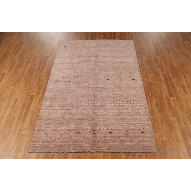 Hand Knotted Oriental 100% Wool Carpet Tribal Animal Pictorial Brown Gabbeh Area Rug - 7' 10'' X 5' 2''