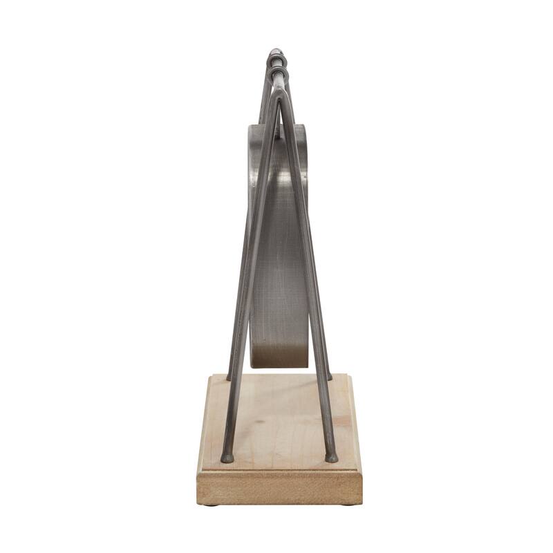 Wood Pendulum Clock with Wood Base - Gray - Roche River Decor