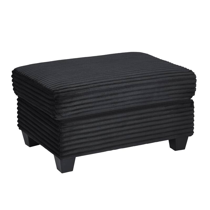 125.2" Corduroy U-Shaped Sectional Sofa with Movable Ottoman and Side Storage Pockets