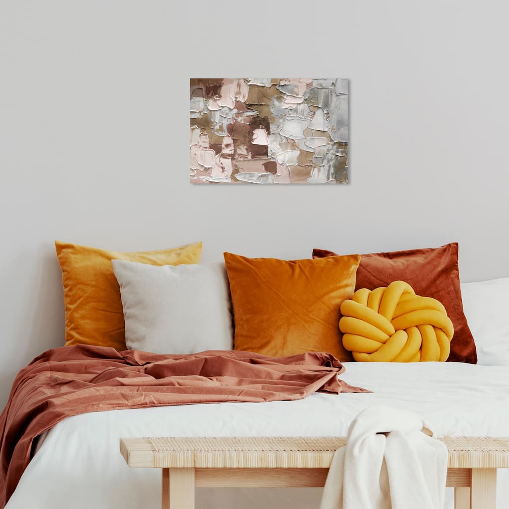 Wynwood Studio Canvas Abstract Mornings in Costa Mesa Pink and Silver Modern & Contemporary Wall Art Canvas Print