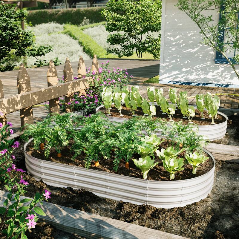 2Pcs 8x4x1ft Raised Garden Bed Kit, Galvanized Planter Raised Garden Beds, Heavy Duty, Rust-Resistant, Easy Assembly