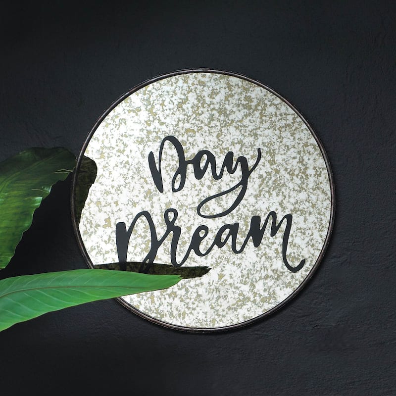 20" Brown Black Nikki Chu Monterey"Day Dream" Round Wall Mirror