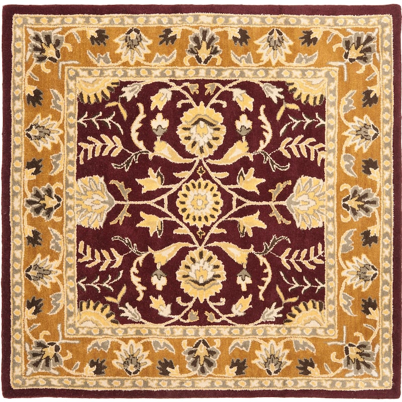 SAFAVIEH Handmade Heritage Gabbriella Traditional Oriental Wool Rug - 6' Square - Red/Gold