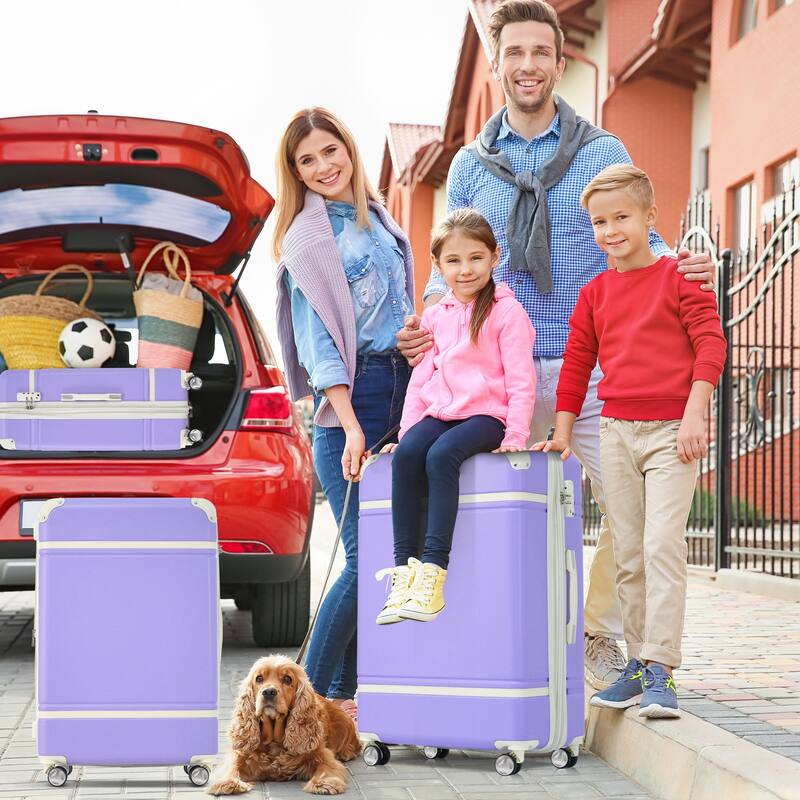 4 Pieces Hardshell Luggage Sets Lightweight 20"+24"+28" Luggages and Cosmetic Case, Travel Suitcase Set with TSA Lock