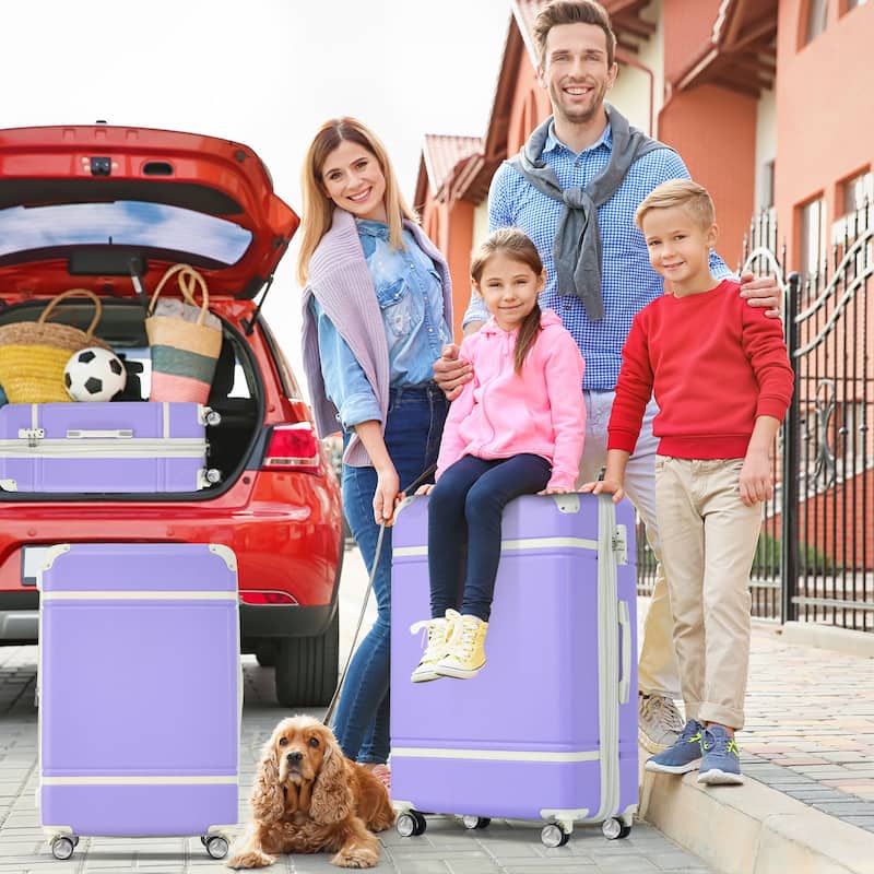 Lightweight 3-Piece Hardshell Luggage Set with TSA Lock, 20" + 28" Luggage & Cosmetic Case