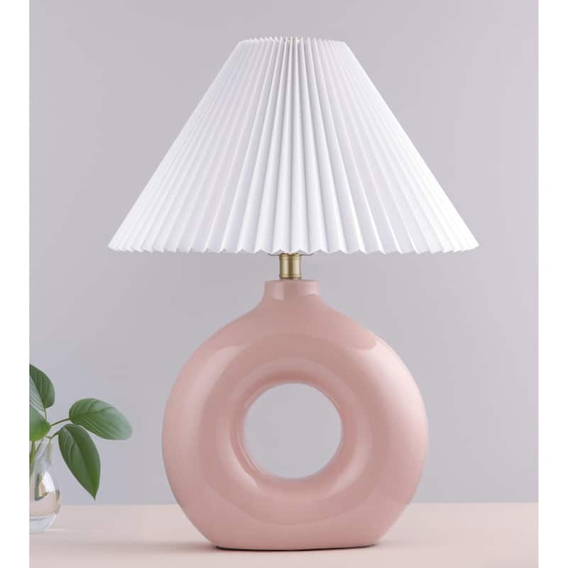 Livabliss Solara Traditional Accent Table Lamp - Pink/White