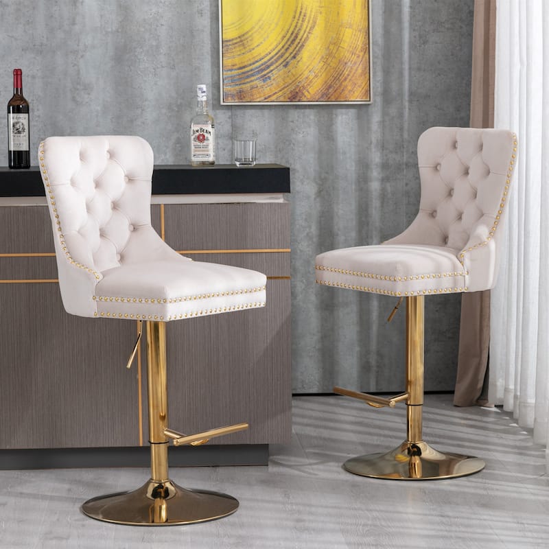 Roomfitters Modern Corduroy Dining Chairs Set of 2, Upholstered Armless Accent Chairs with Gold Metal Frame