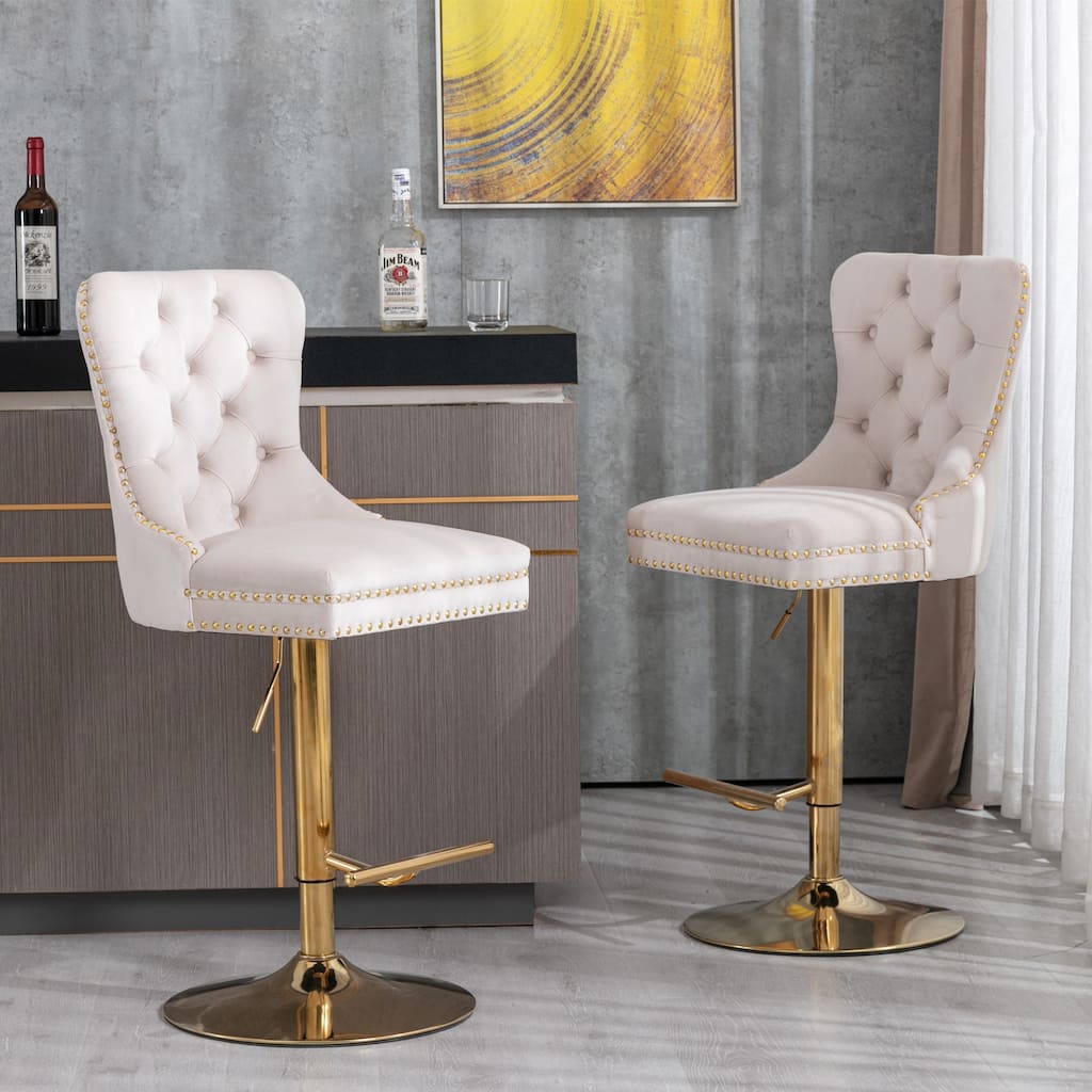 Roomfitters Modern Corduroy Dining Chairs Set of 2, Upholstered Armless Accent Chairs with Gold Metal Frame