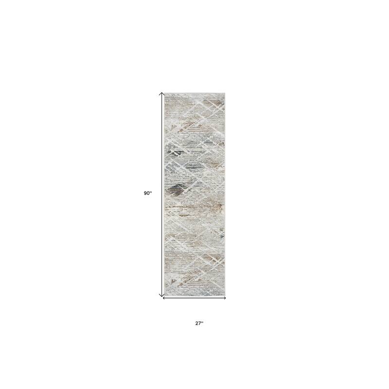 Fice Power Loomed Abstract Modern Non Skid Stain Resistant Area Rug By HomeRoots - 90' X '27' X '0.39