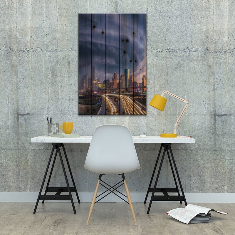 Houston Hurricane Laura Print On Wood by Brent Shavnore - Multi-Color