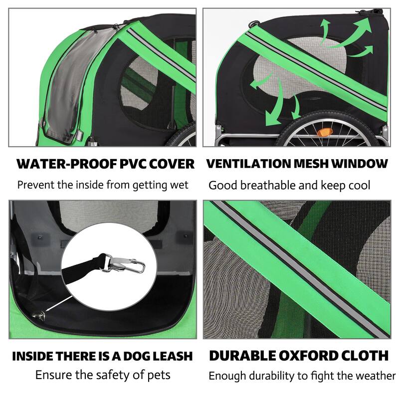 Large Folding Bike Trailer for Dogs, 100LB Capacity All-Terrain Pet Carrier for Cycling, Jogging, Camping & Outdoor Adventures