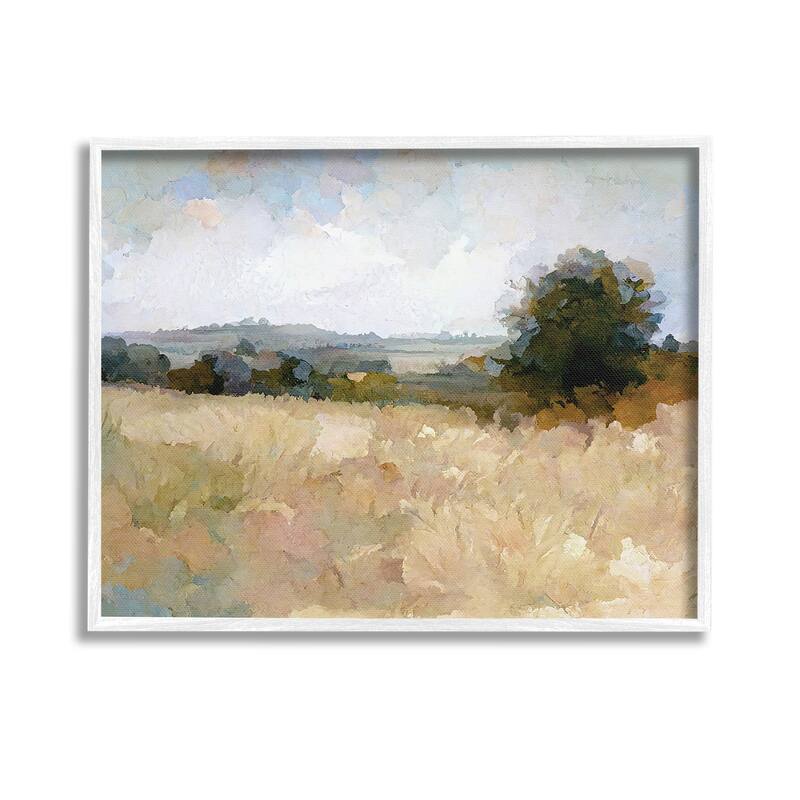 Stupell Beige Rural Field Framed Giclee Art Design By Gina Kelly