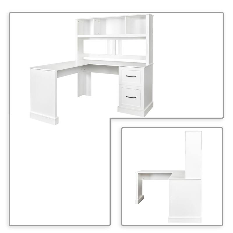 Modern Multifunctional L-Shaped Wooden Computer Desk