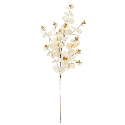 Set of 3 Champagne Ivory Artificial Eucalyptus Leaf Stem Plant Greenery Foliage Spray Branch 36in - 36" L x 10" W x 7" DP