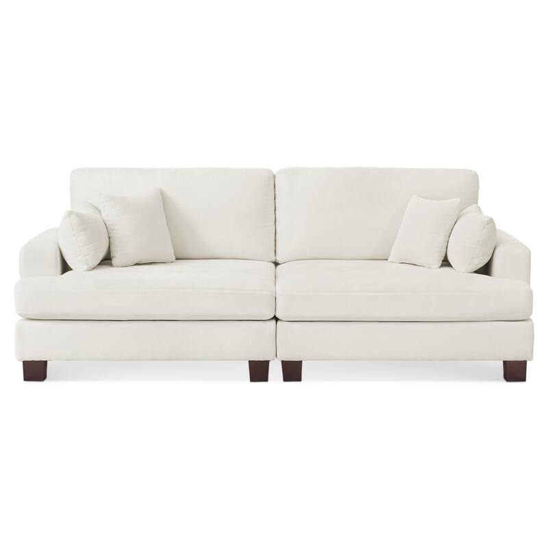 88"W 3-Seater Sofa Chenille Upholstered Couch Modern Loveseat Sofa Wooden Frame Sofa for Living Room