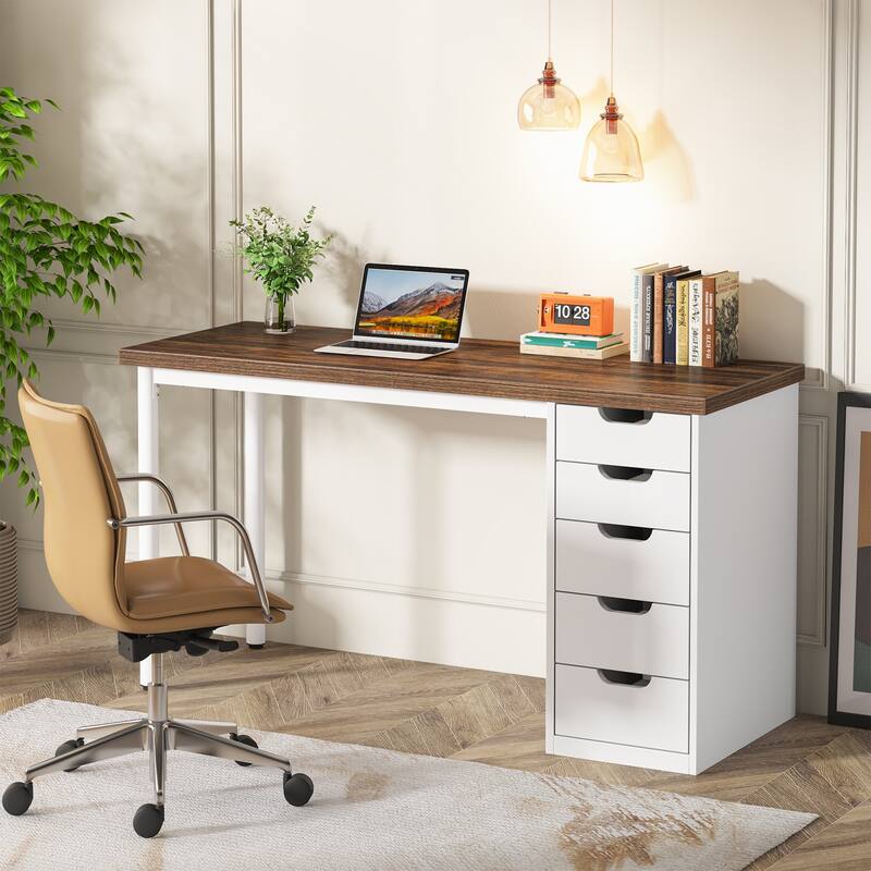 Vanity Desk with 5 Drawers, Modern Makeup Desk with Mulitple Storage, Gifts for Christmas