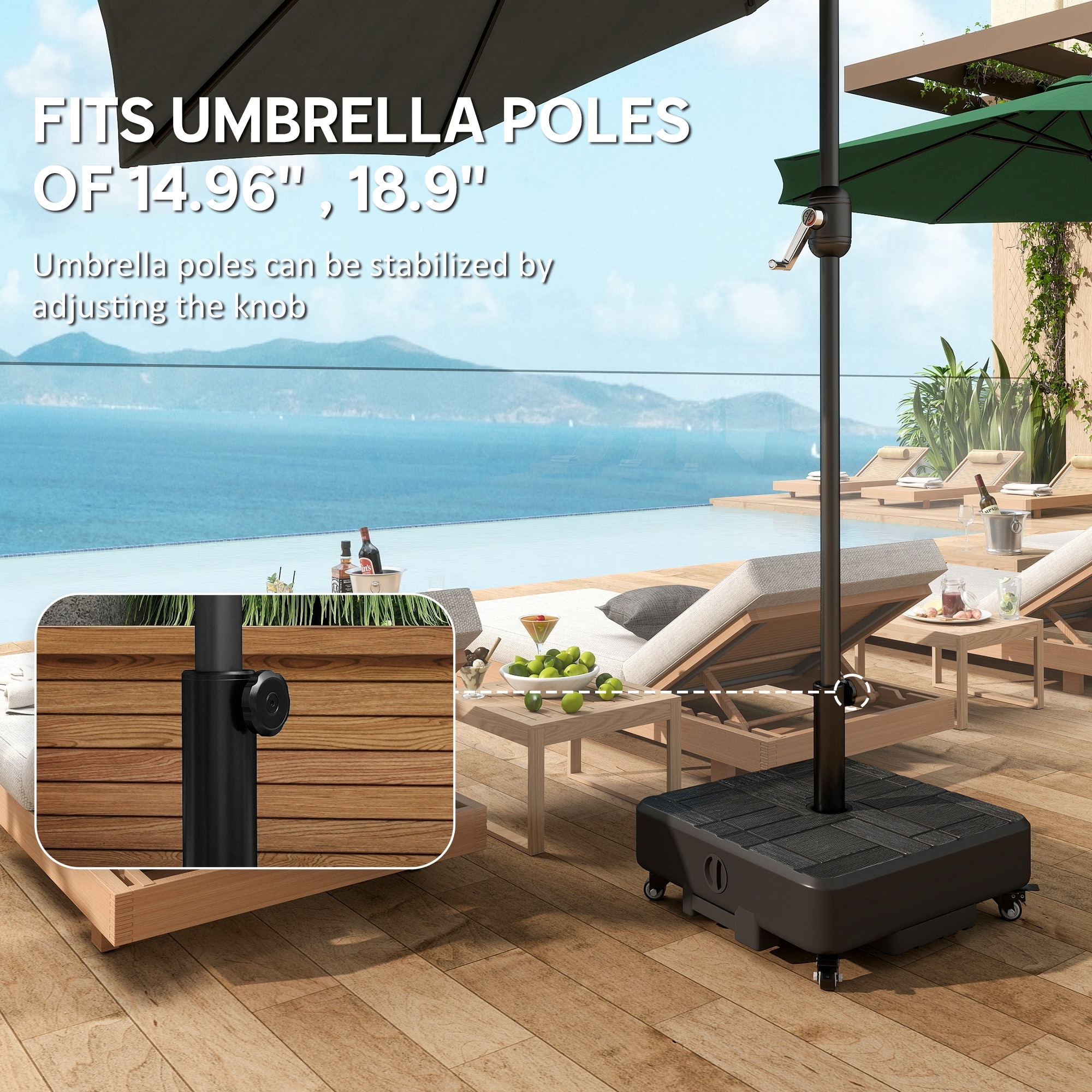 heavy duty patio umbrella stand with wheels 50 Lb Base  HDPE construction Patio Umbrella Base Holder, Outdoor